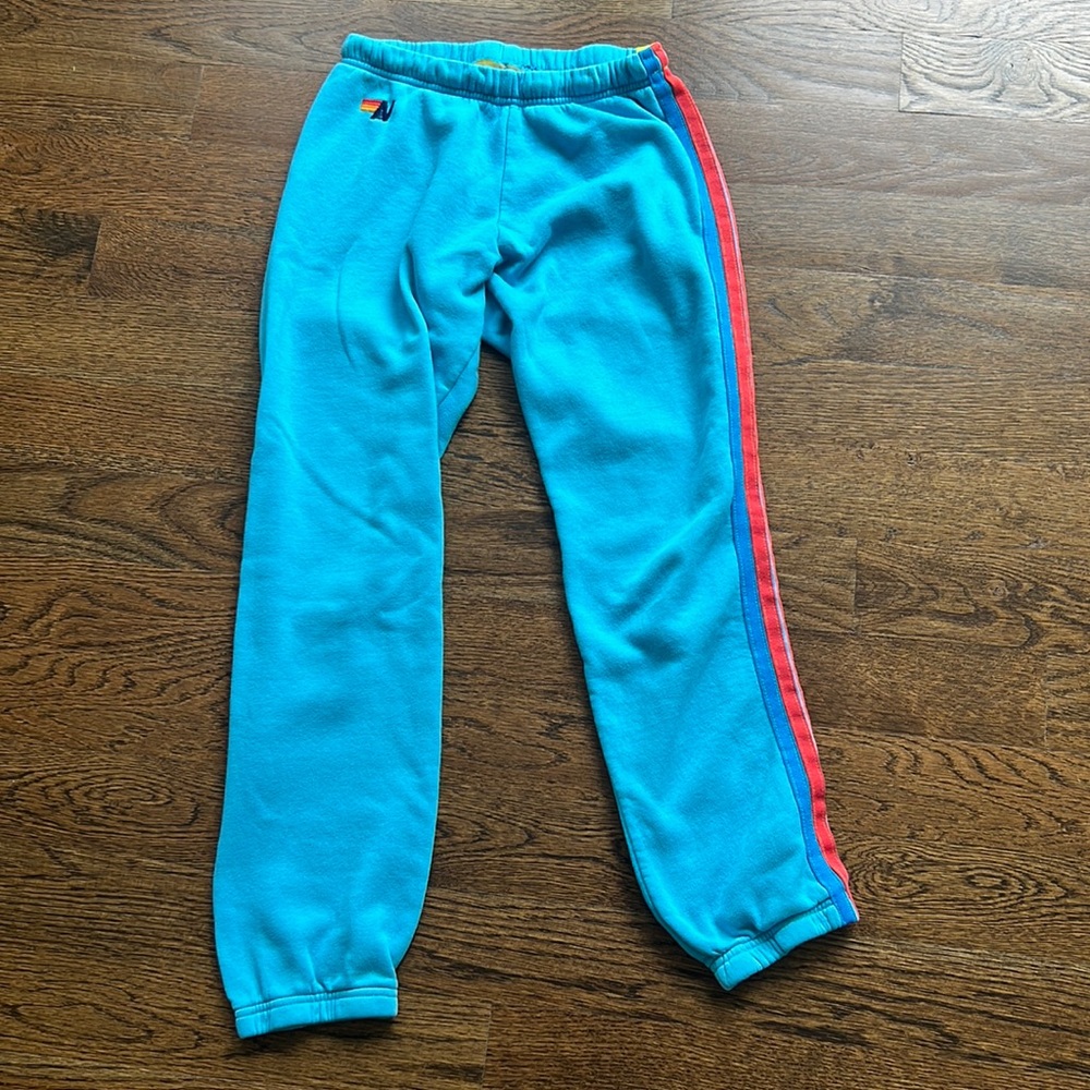 Aviator Nation 5 Stripe Sweatpants - Neon Blue